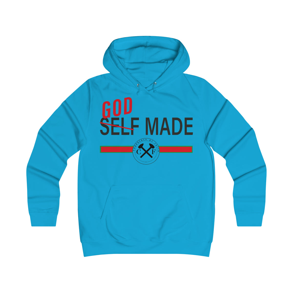 Women's GOD/SELF MADE College Hoodie - Conquered By Faith