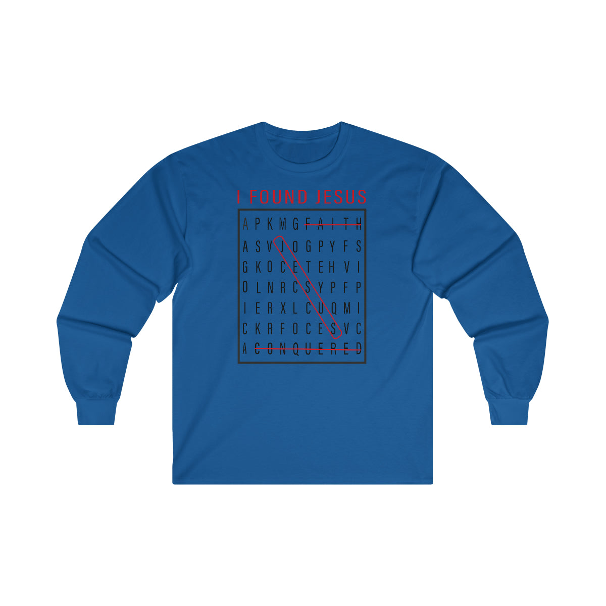 Men's I FOUND JESUS Ultra Cotton Long Sleeve Tee - Conquered By Faith