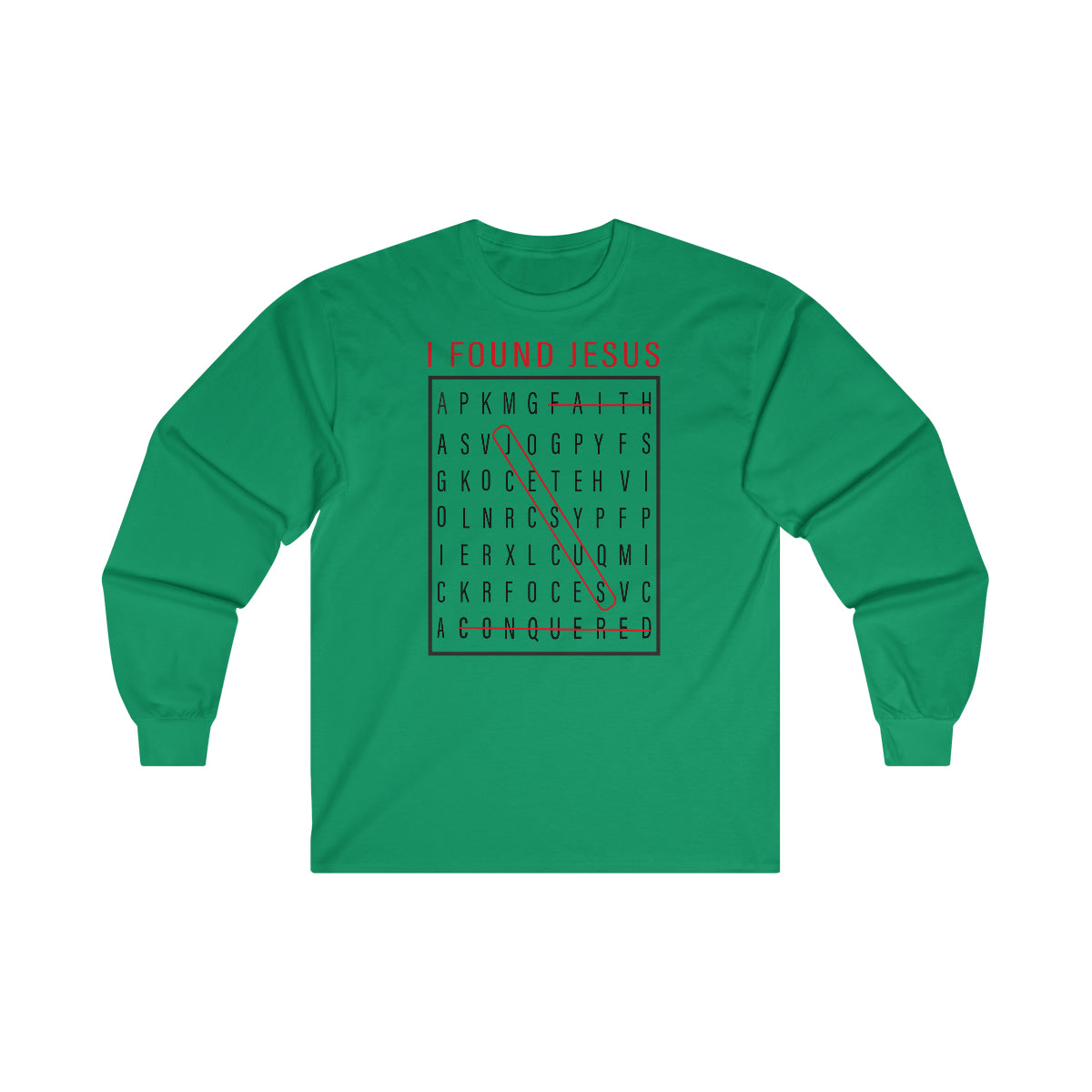Men's I FOUND JESUS Ultra Cotton Long Sleeve Tee - Conquered By Faith