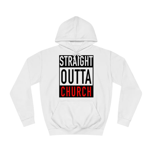 Men's STRAIGHT OUTTA CHURCH College Hoodie - Conquered By Faith