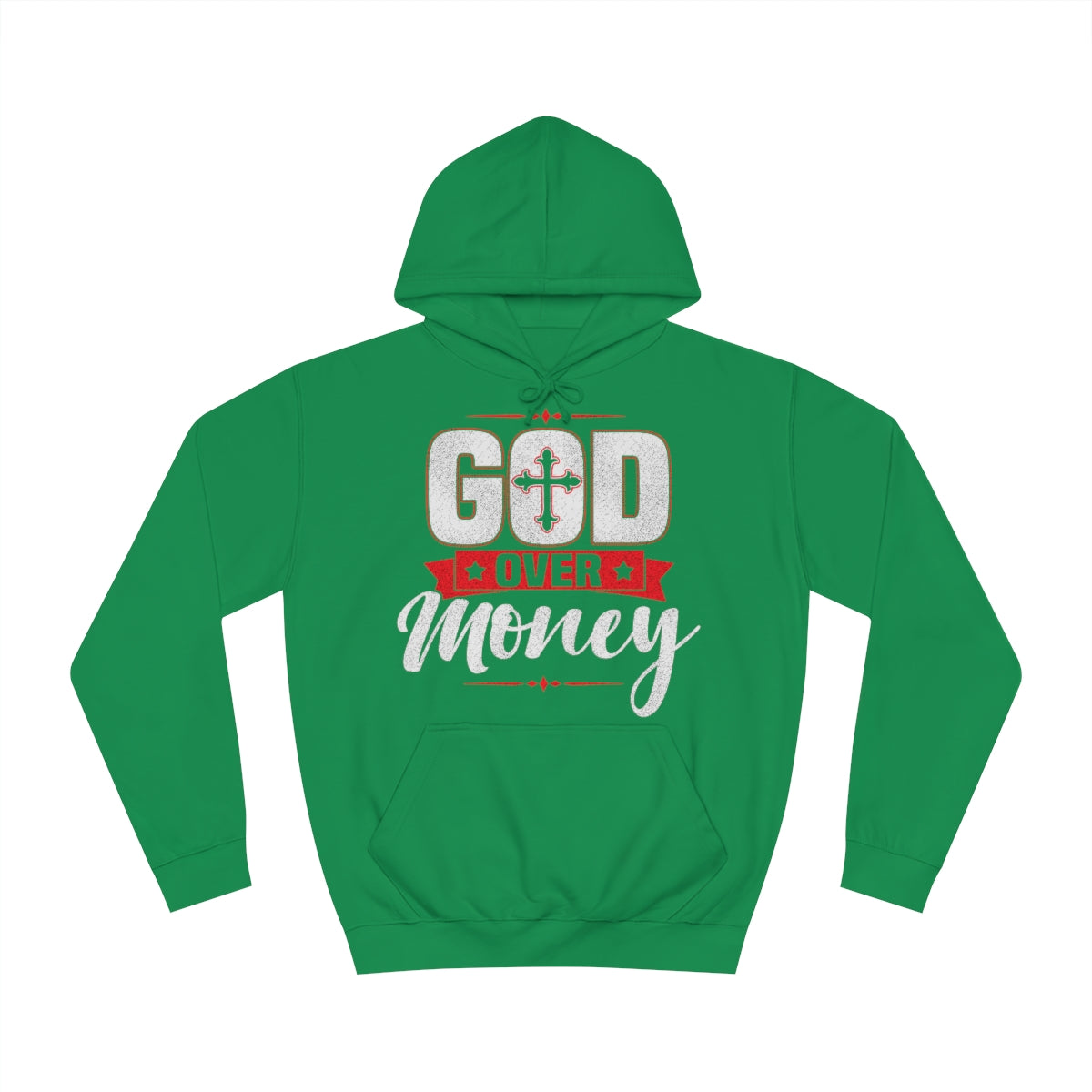 Women's GOD OVER MONEY College Hoodie - Conquered By Faith