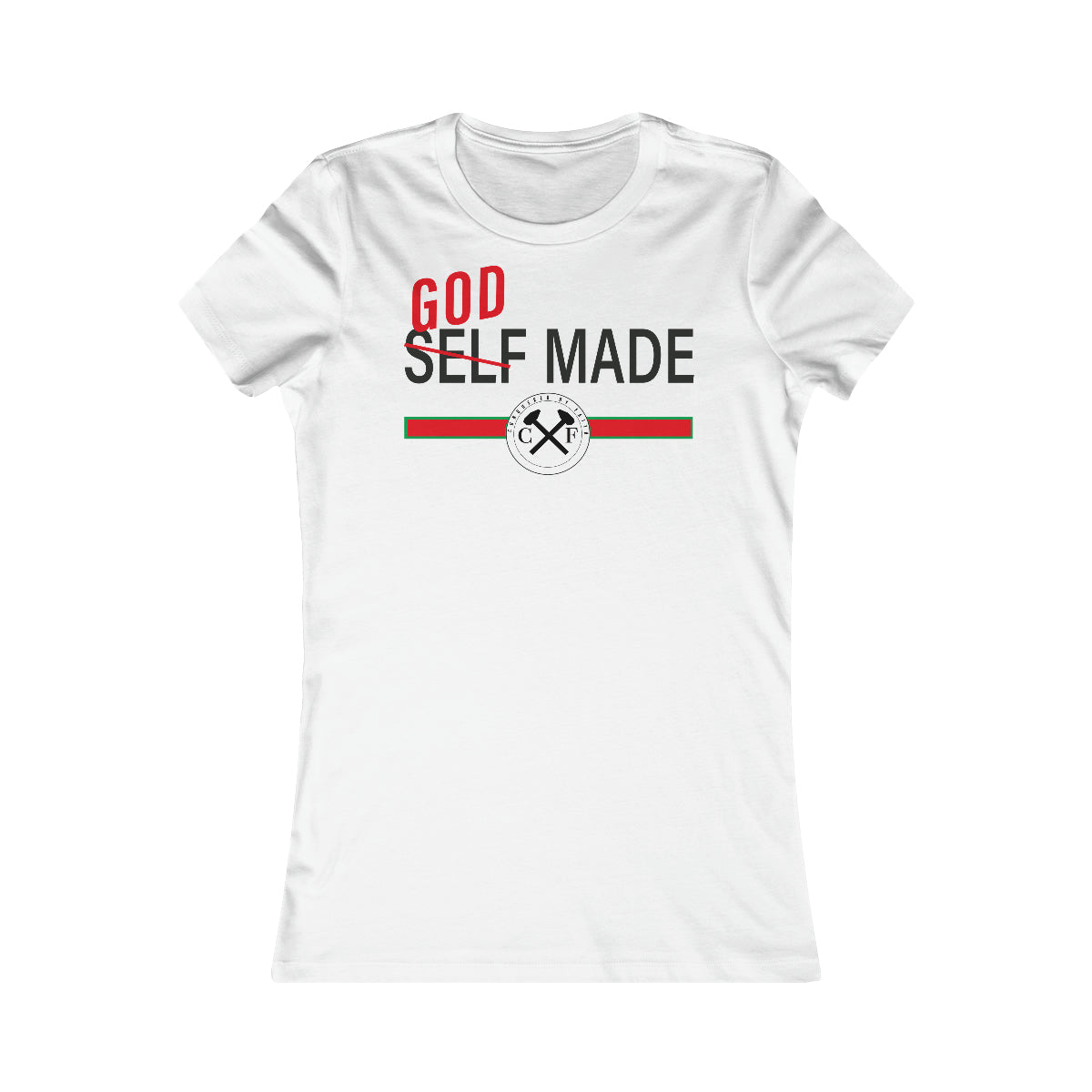 Women's GOD/SELF MADE Tee - Conquered By Faith