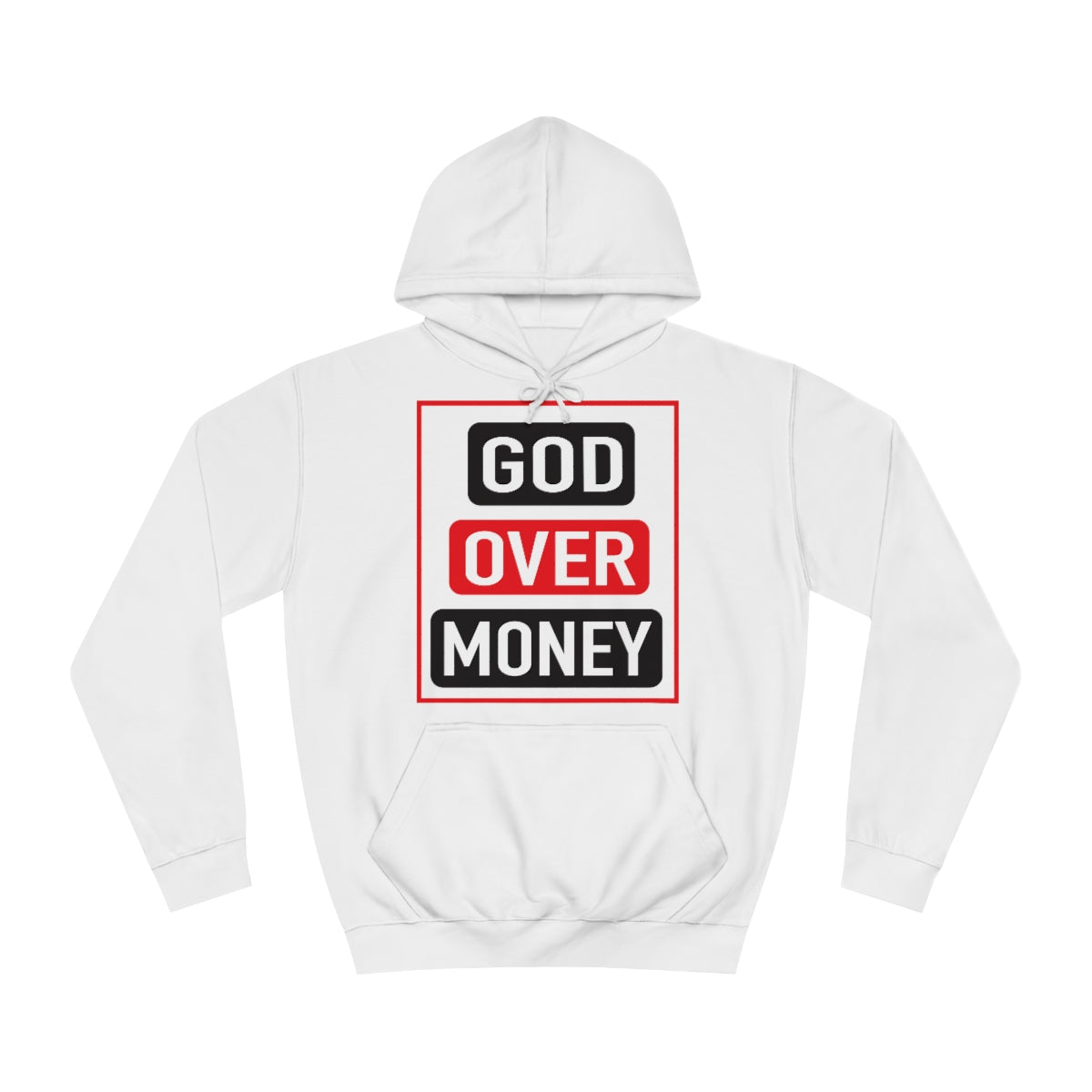 Men's GOD OVER MONEY College Hoodie - Conquered By Faith