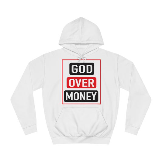 Men's GOD OVER MONEY College Hoodie - Conquered By Faith
