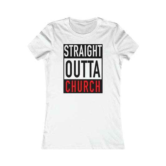 Women's STRAIGHT OUTTA CHURCH Tee - Conquered By Faith
