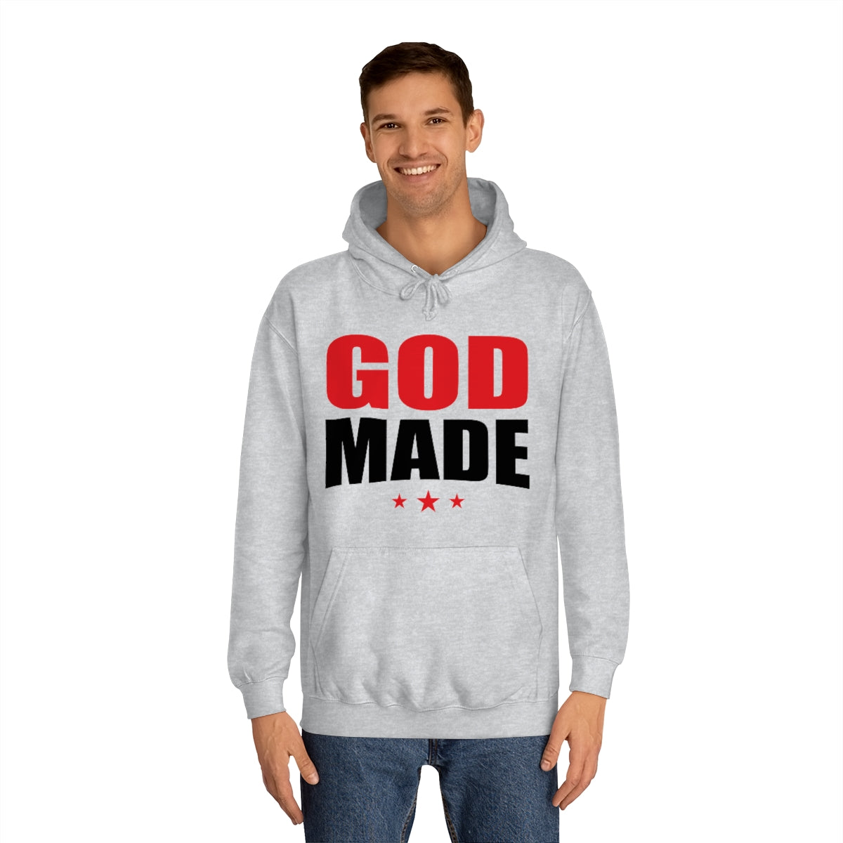 Men's GODMADE STARS College Hoodie - Conquered By Faith