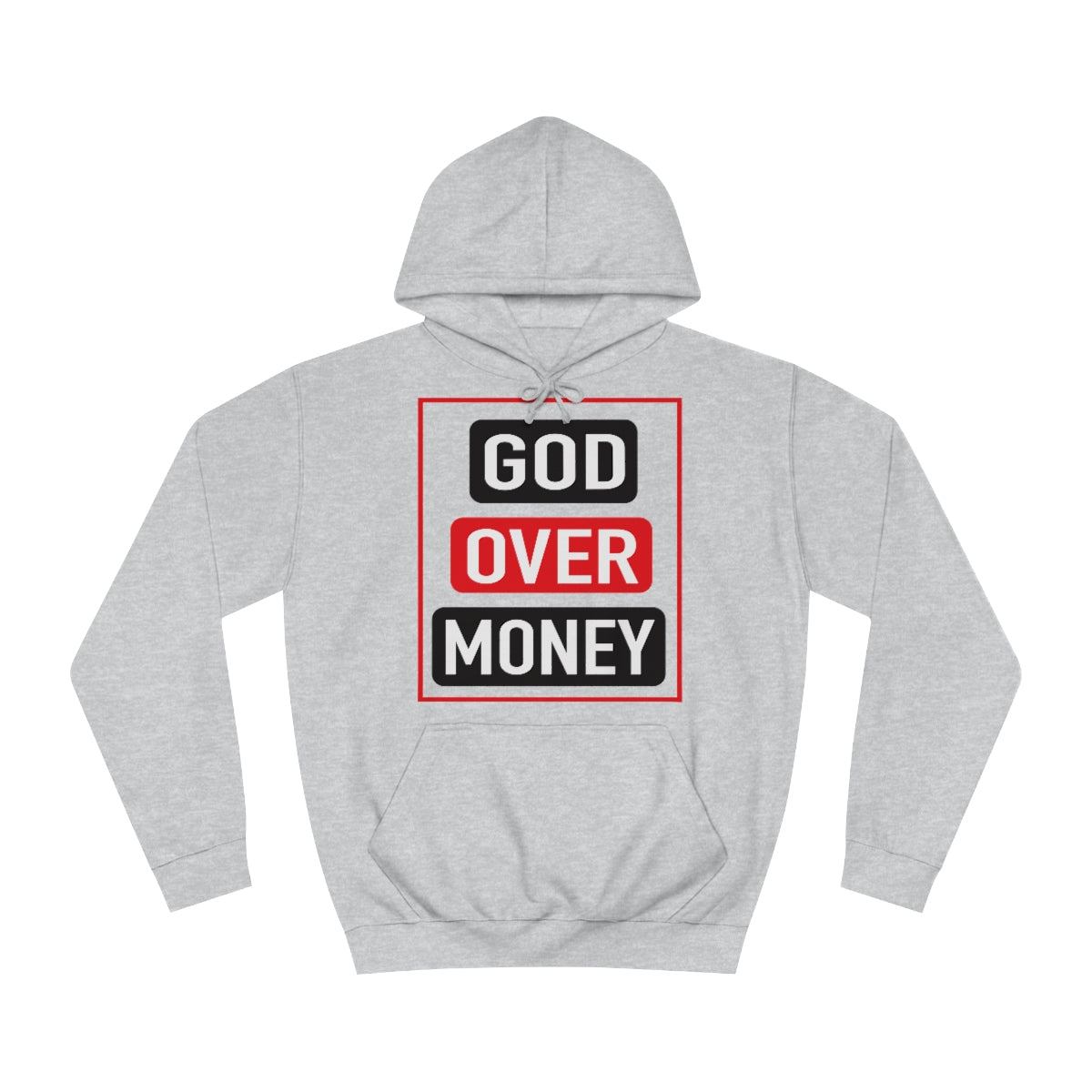 Women's GOD OVER MONEY College Hoodie - Conquered By Faith