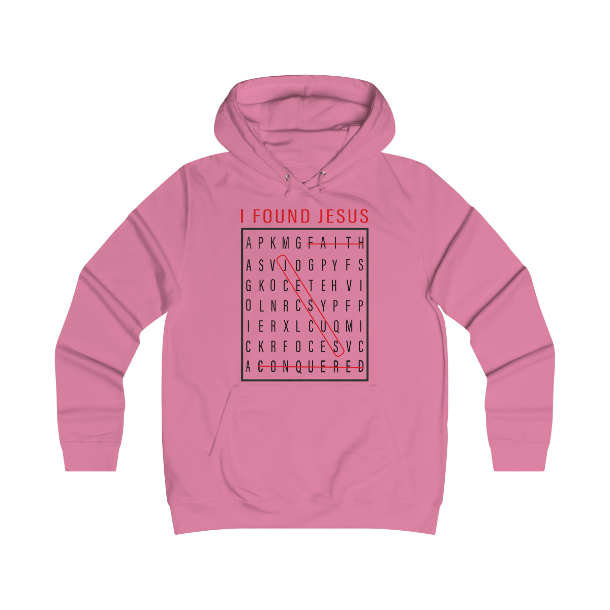 Women's I FOUND JESUS College Hoodie - Conquered By Faith