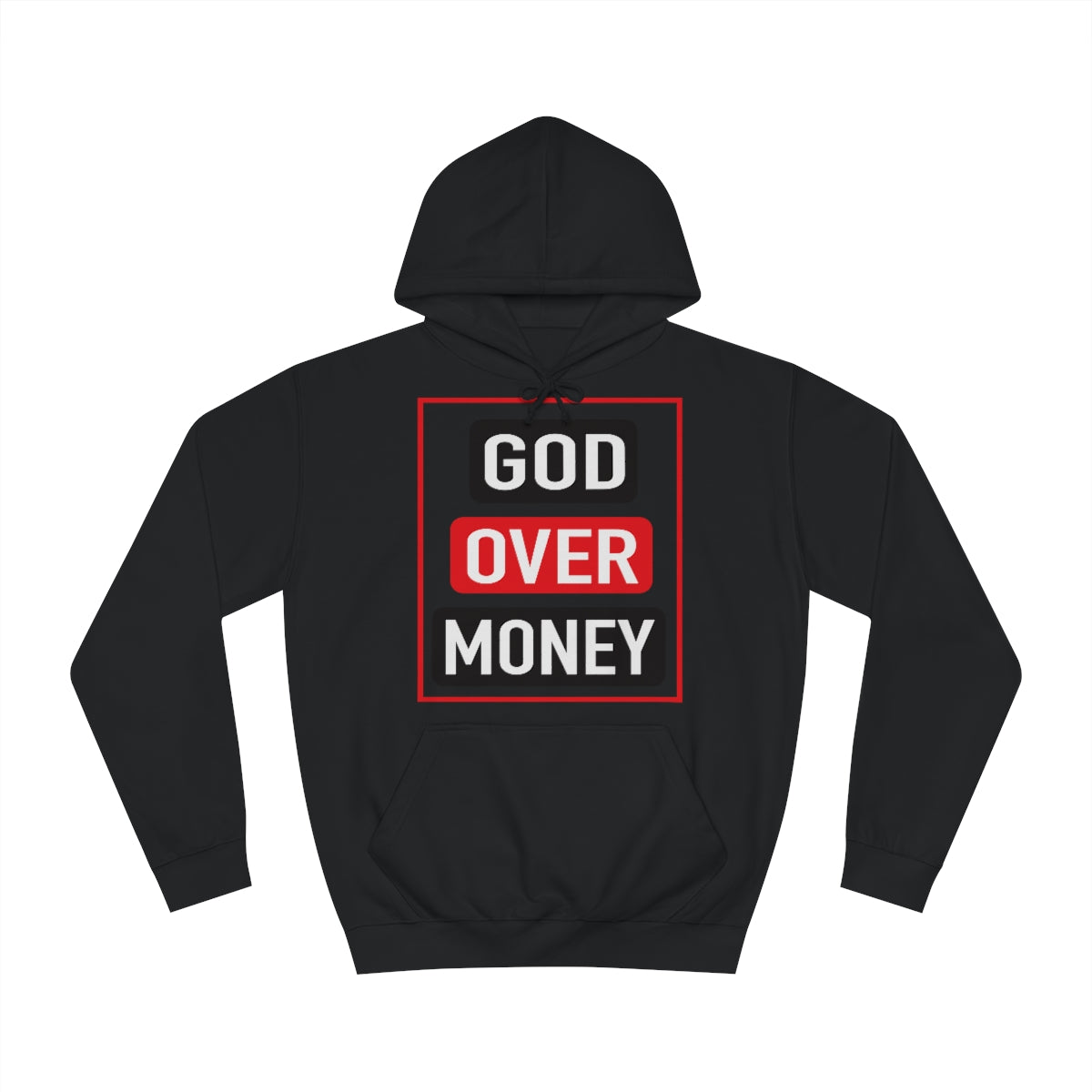 Women's GOD OVER MONEY College Hoodie - Conquered By Faith