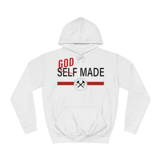 Men's GOD/SELF MADE College Hoodie - Conquered By Faith