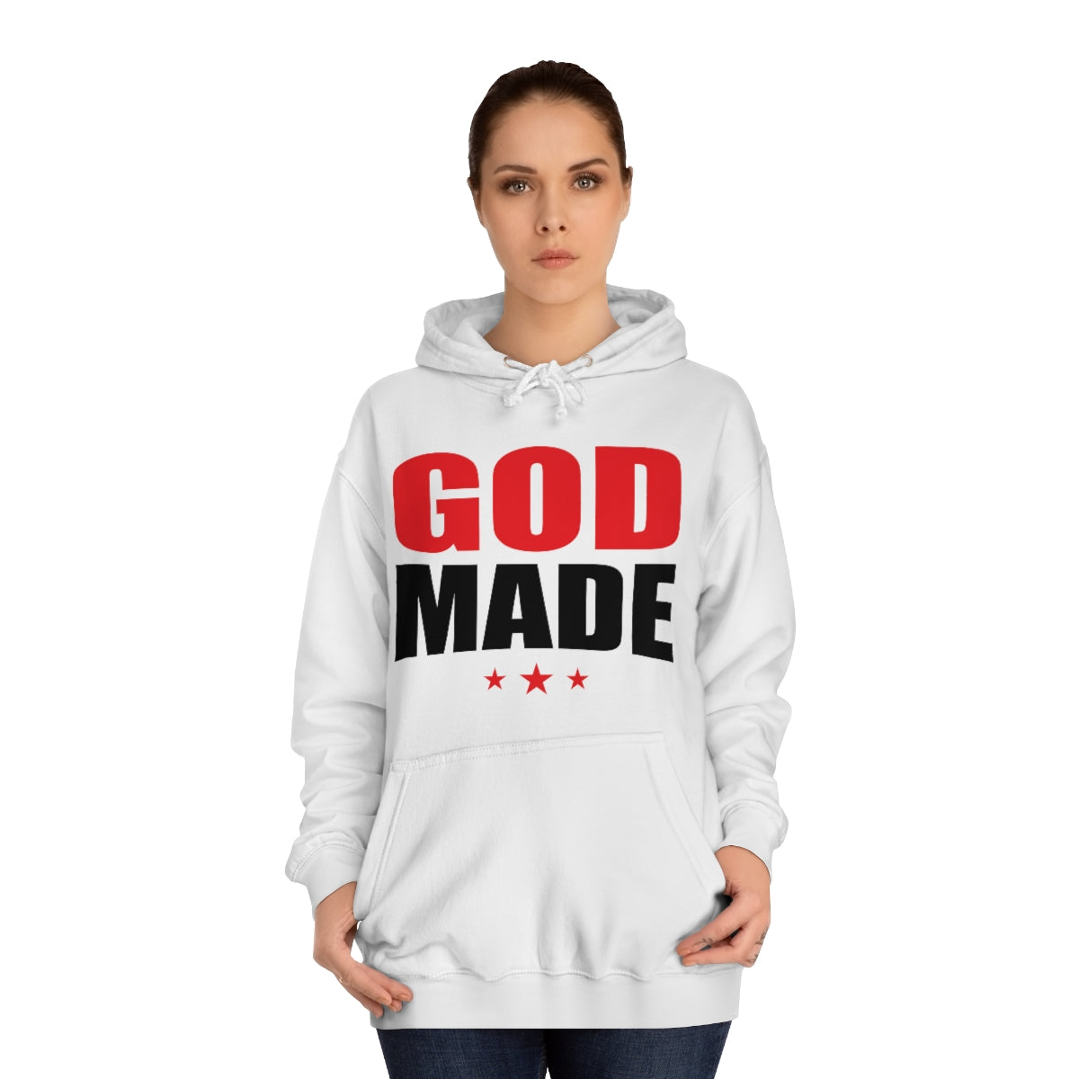 Men's GODMADE STARS College Hoodie - Conquered By Faith