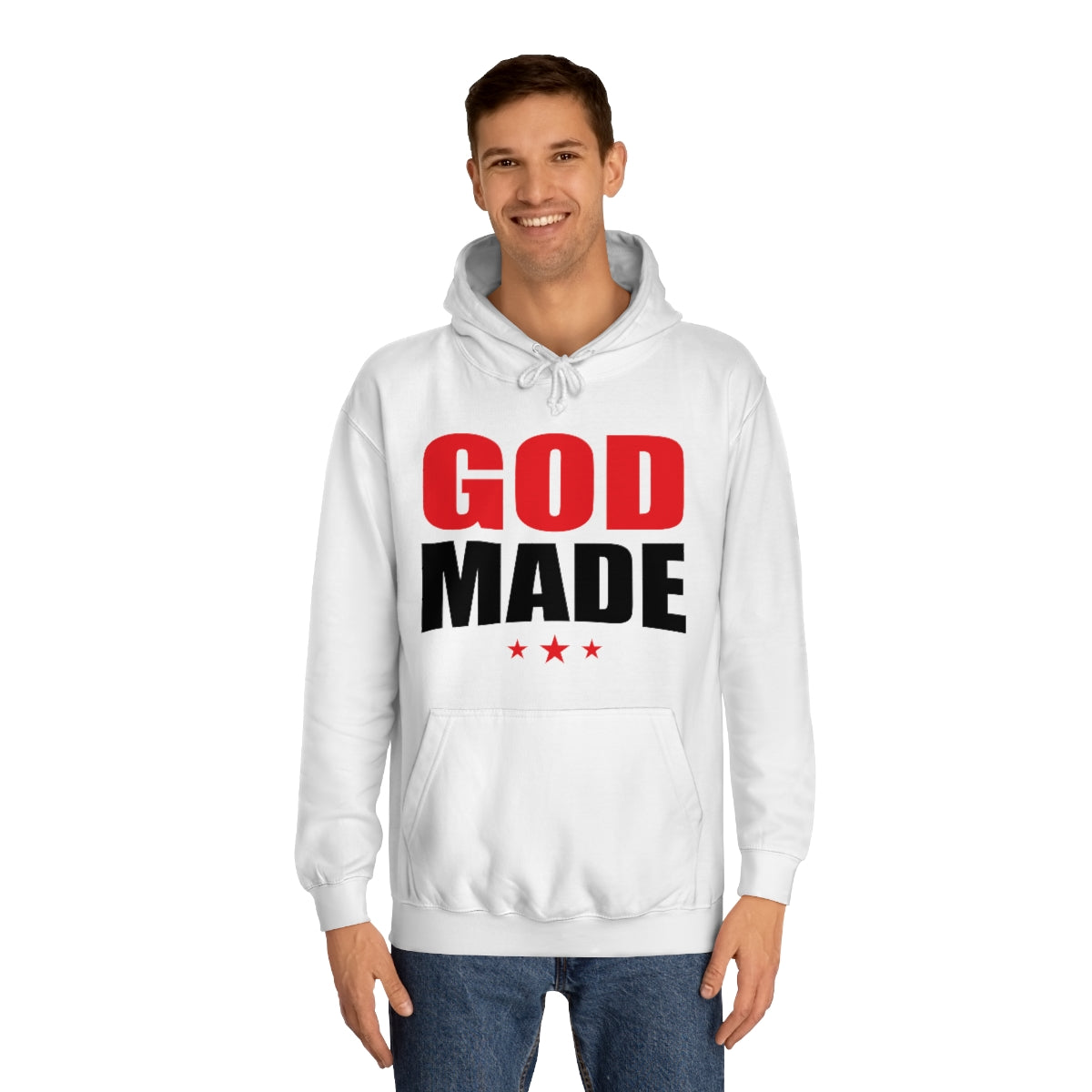 Men's GODMADE STARS College Hoodie - Conquered By Faith