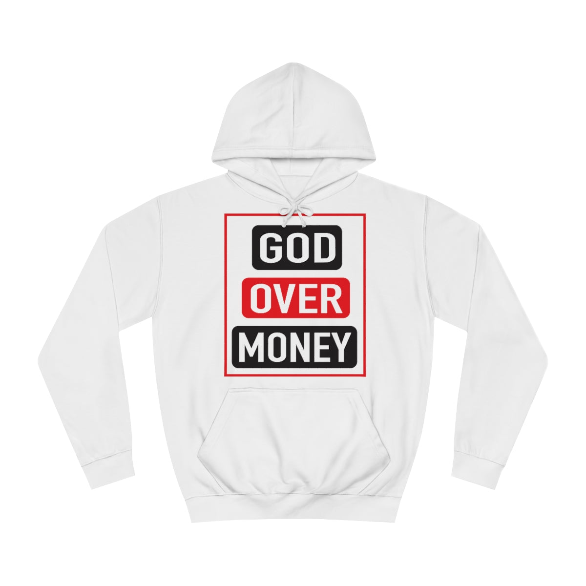 Women's GOD OVER MONEY College Hoodie - Conquered By Faith