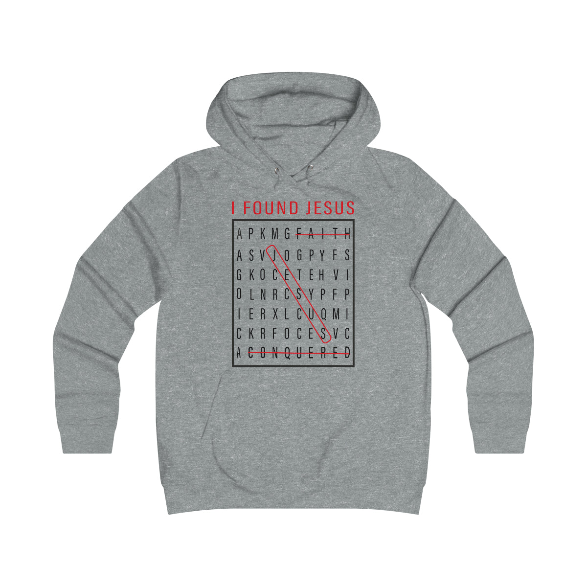 Women's I FOUND JESUS College Hoodie - Conquered By Faith