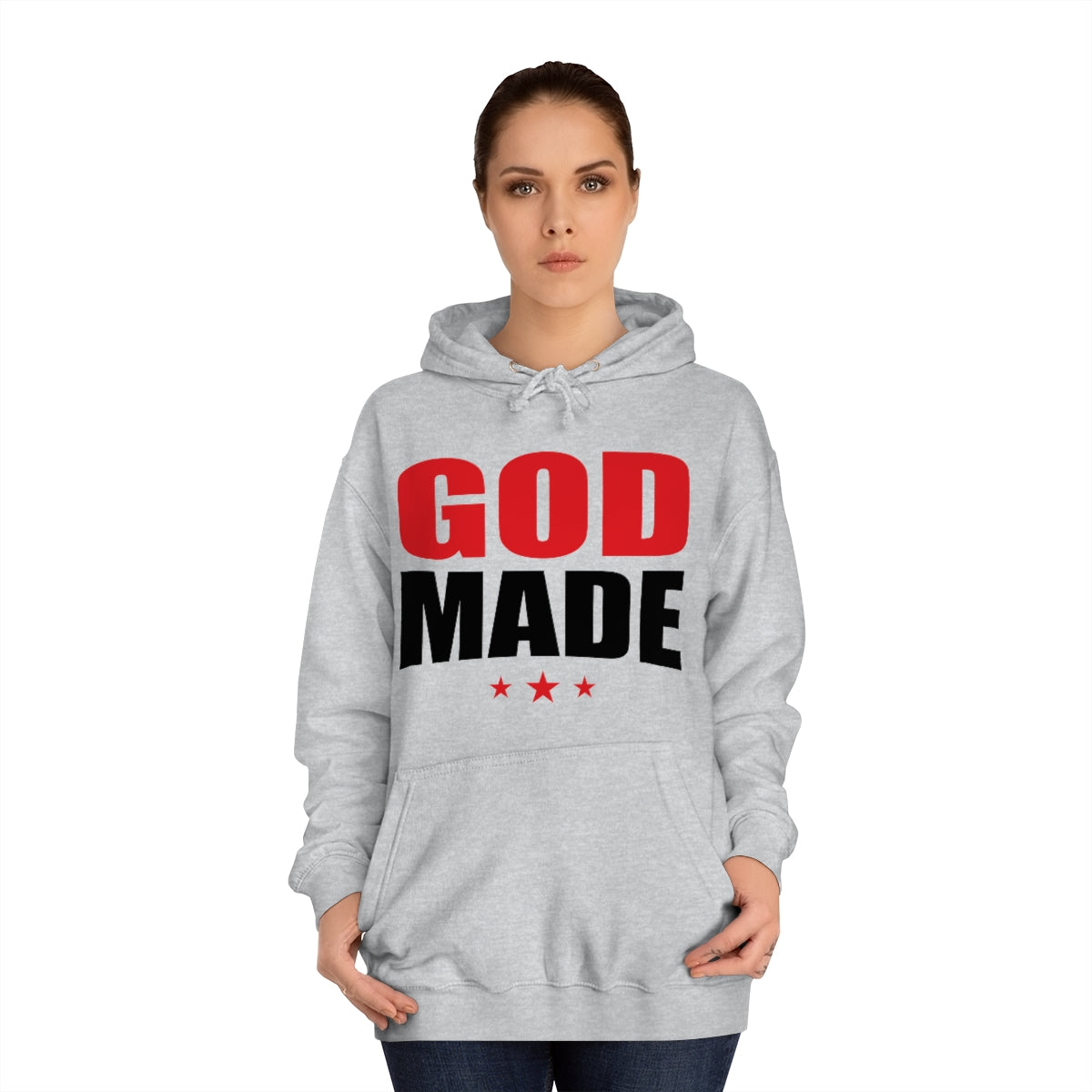 Men's GODMADE STARS College Hoodie - Conquered By Faith