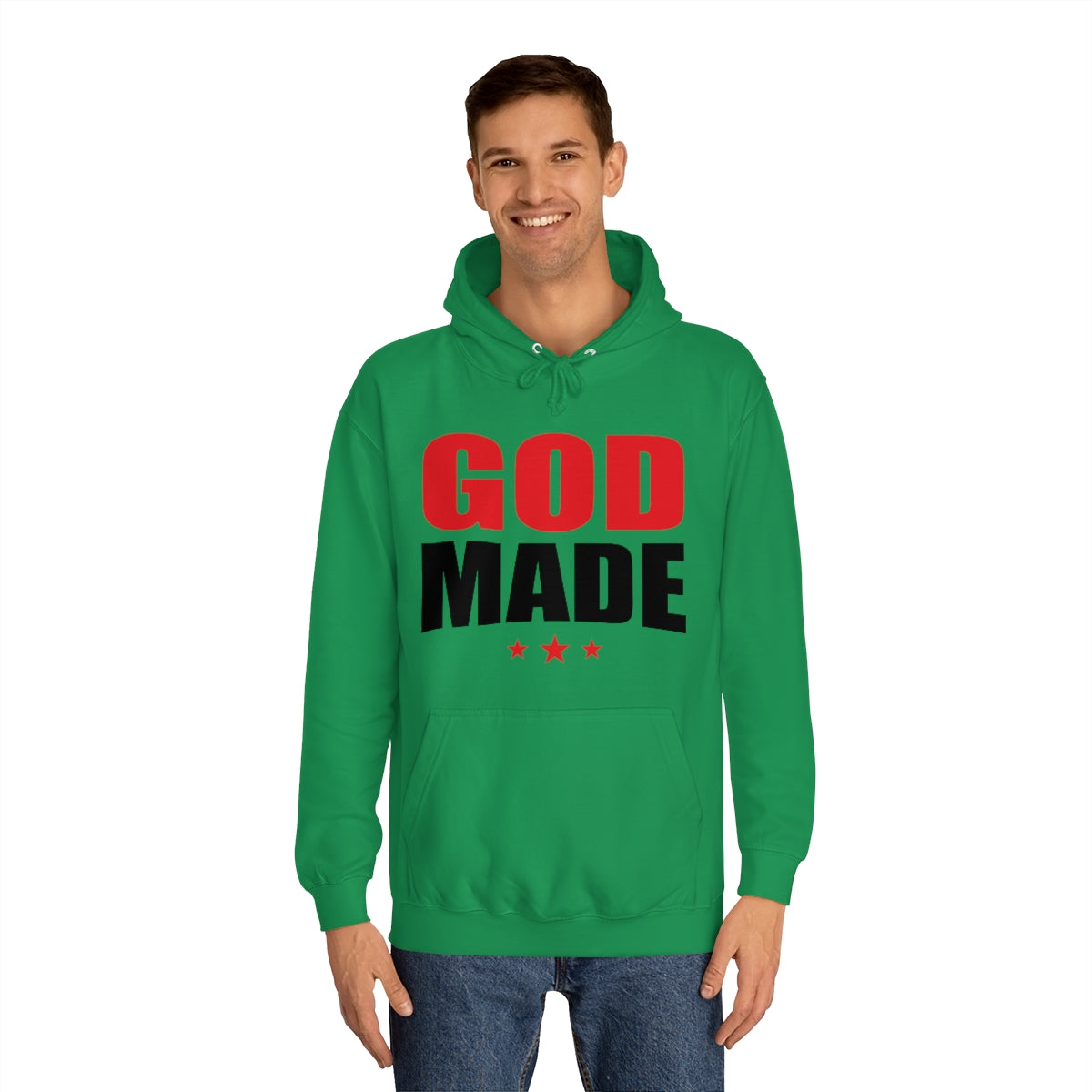 Men's GODMADE STARS College Hoodie - Conquered By Faith