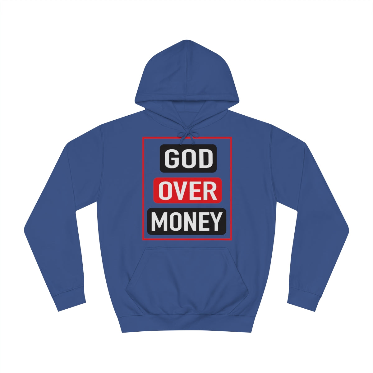 Men's GOD OVER MONEY College Hoodie - Conquered By Faith